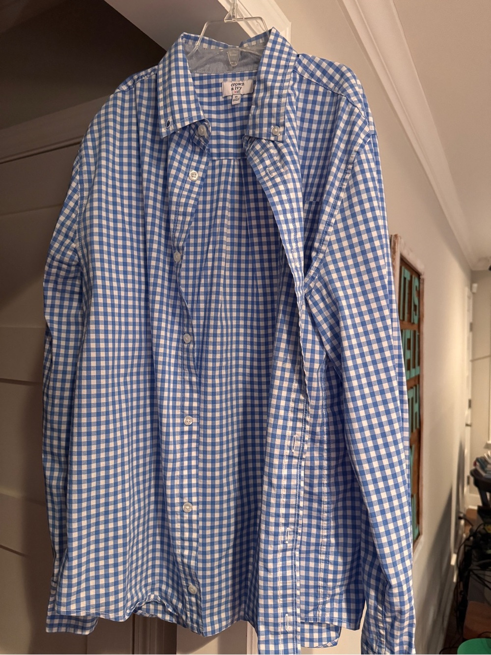 Crown and Ivy Blue and White Gingham Button-Down Shirt